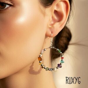 Multicolor Beaded Hoop Earrings